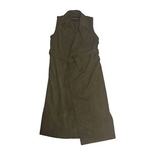 WHO WHAT WEAR SUEDE SLEEVELESS WRAP TRENCH COAT